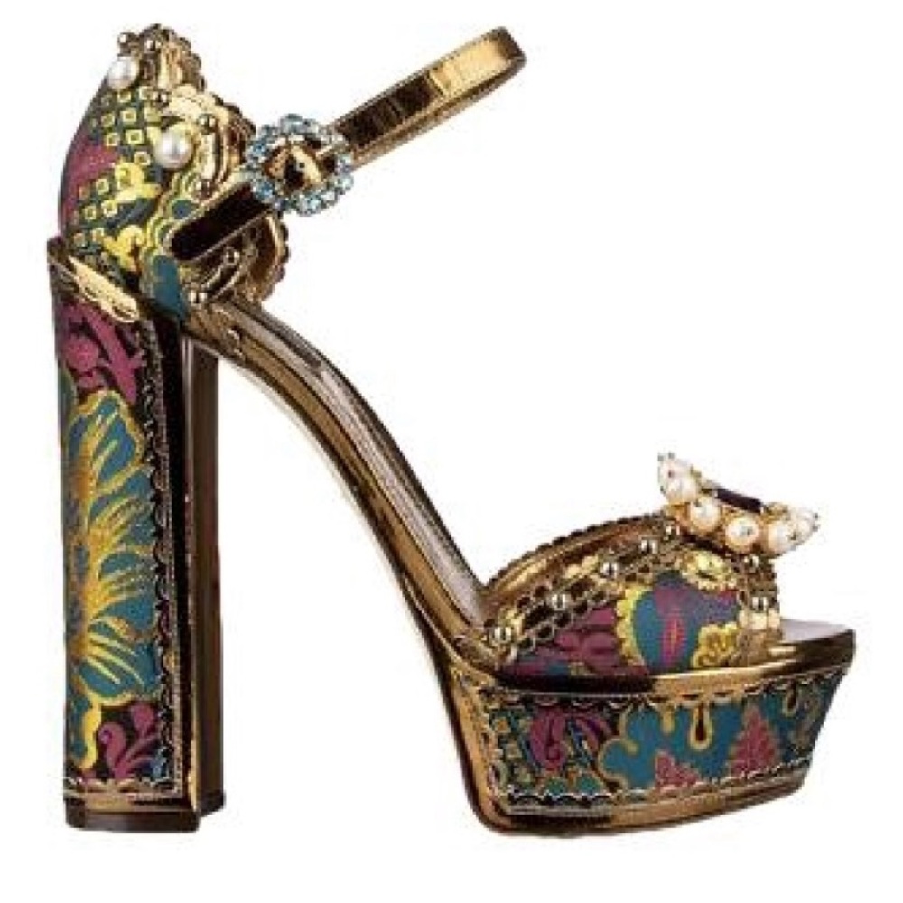 Dolce & Gabbana Gold and Jewel-Toned Heels